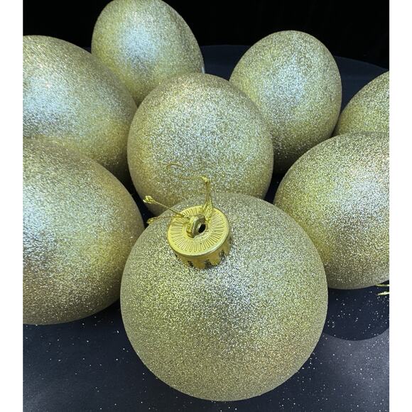 8 Dillards Home Vintage GOLD Glittered Christmas Ornaments Gorgeous! - Picture 6 of 10